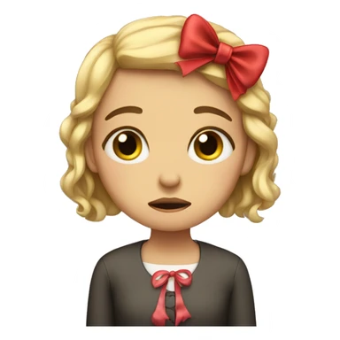 Sad girl with a bow  sticker