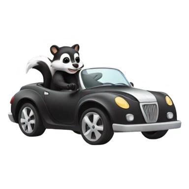 Skunk driving a car sticker