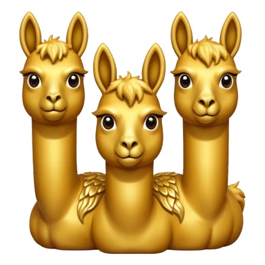 golden three headed llama emoji like a hydra sticker