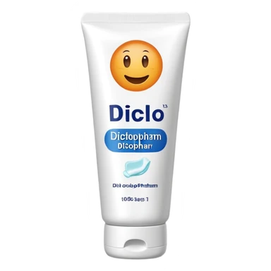 an empty, oversized and totally squeezed out tube of toothpaste labelled "Diclo ratiopharm" sticker