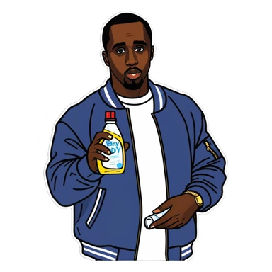 Diddy holding baby oil sticker