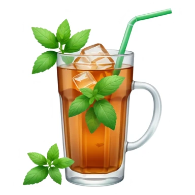 ice mint tea without lemon in glass sticker