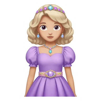 A pastel purple dress with puffed sleeves and gemstone belt.




























 sticker