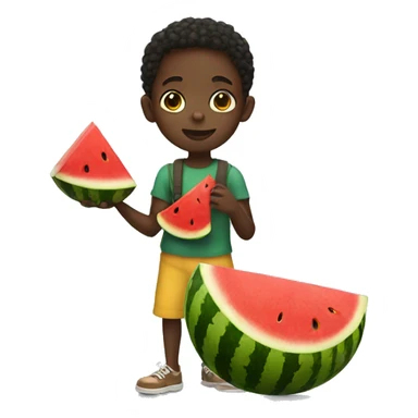 african kid with a watermelon sticker