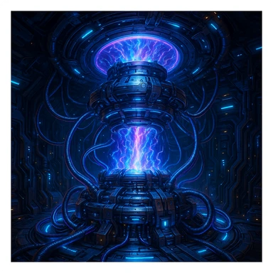 hyperdrive core for a starship, intricate sci-fi machinery, glowing energy, futuristic details sticker