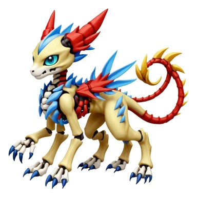 Anthro Digitigrade Cool Badass Skeletal Meloetta-Wargreymon-Renamon-Guilmon-Pokémon-Digimon-Fakémon-fusion-hybrid-creature sticker