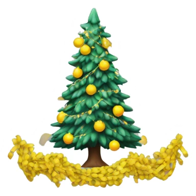 new year tree with yellow garland sticker