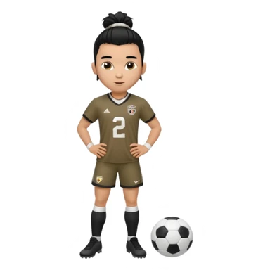 a pretty male bratz footballer. black hair tied in a manbun. light brown skin sticker