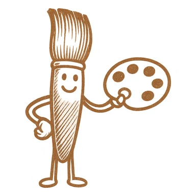 in the same style as this create a paint brush holding a paint pallet  sticker