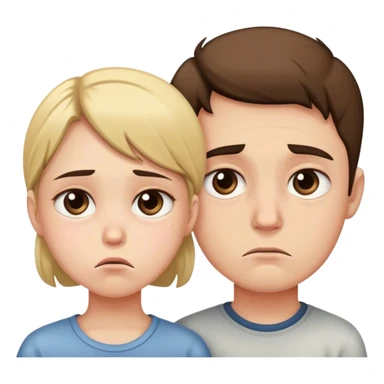 a boy and girl from waist up with sad faces sticker