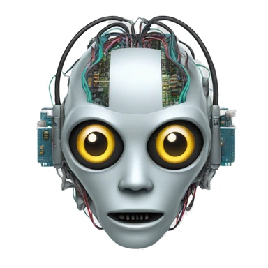 Alien robot head with wires and circuits sticker