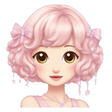 Dreamy pretty elegant kawaii shiny blushing shy anime pastel lady kawaii beautiful hair naturecore fairycore cottagecore jewels trending aesthetic full body sticker