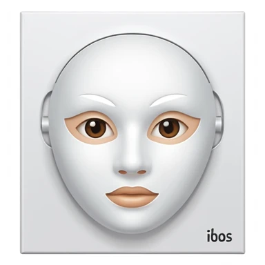 a beauty product box of white mask pack with rounded eyehole sticker