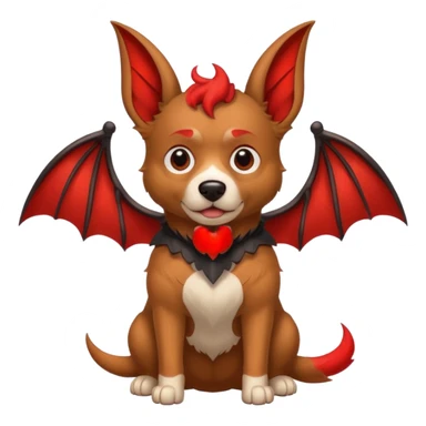 dog with red horns and bat wings sticker