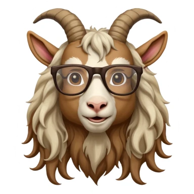 long hair goat with glasses  sticker