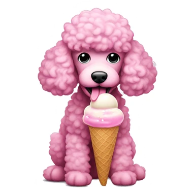 Pink poodle eating ice cream sticker