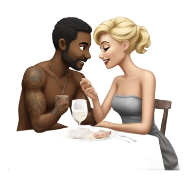 Romantic dinner date with hyper Realistic slightly tattooed model couple  sticker