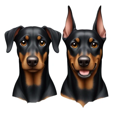 Two Dobermans playing: one black and one grown sticker