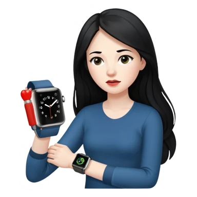 mujer cabello negro largo piel blanca con apple watch en su muñeca midiendo hipertension sticker