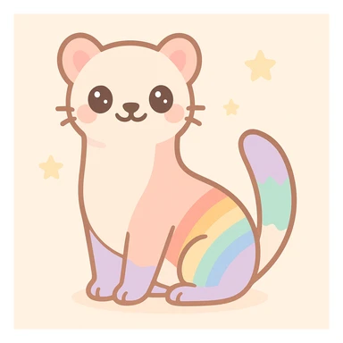 a proud, colorful stoat with rainbow accents, joyful expression, playful pose, LGBTQ+ theme sticker