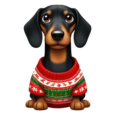 Black & tan Sausage dog wearing Christmas jumper  sticker