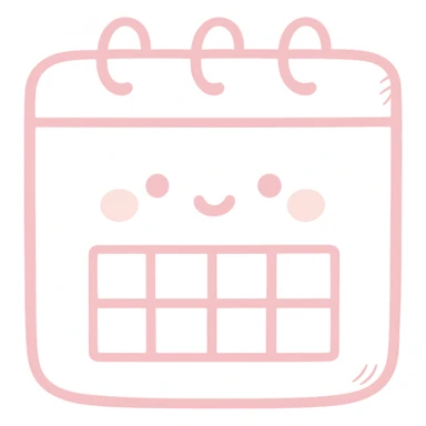 Japanese hand-drawn style, pink theme, soft and cute calendar icon, transparent background, for mobile home screen sticker