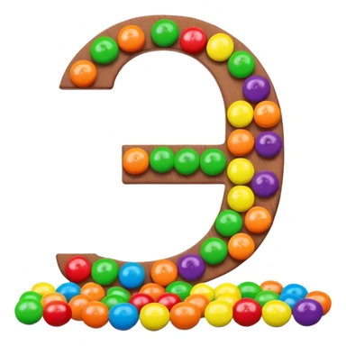 A stylized S letter made of rainbow colors next to a few green round candies, extremely minimal Skittles representation. sticker