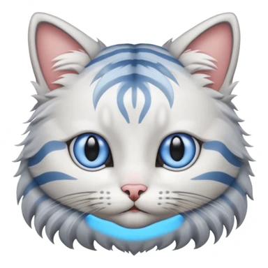 striped cat with white and gray hair and blue eyes sticker