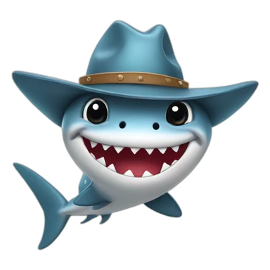 cute cartoon shark with a cowboy hat sticker