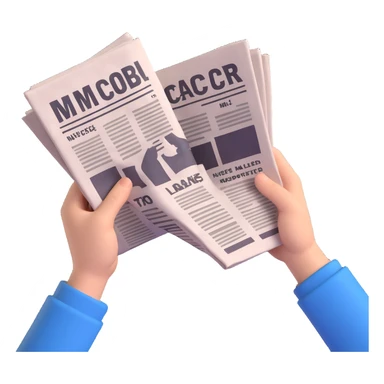 hands holding a newspaper sticker