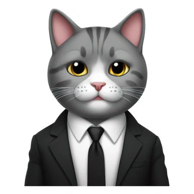 Mafia cute and cool chubby cat in a black  formal cassic suit sticker