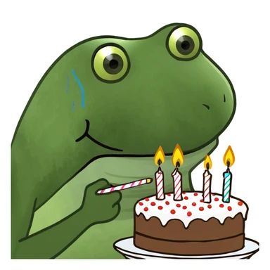 bufo blowing candles on cake sticker