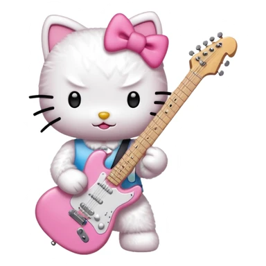 Hello Kitty playing an electric guitar sticker