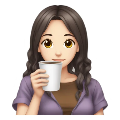 Anime girl drink coffee  sticker
