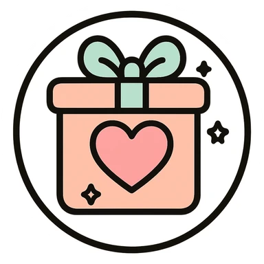 little alchemy style icon
subject: romantic gift
border: medium-black
shape: round, circular
background: white
style: full color fill with medium black outlining sticker