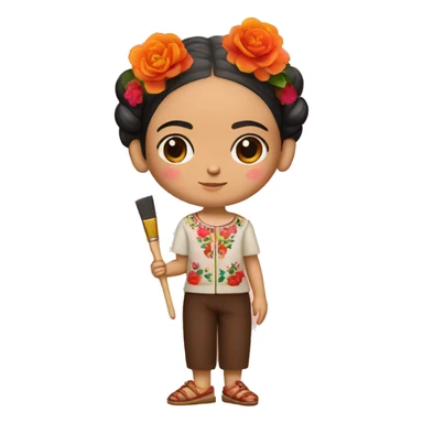 full body frida kahlo kid with paintbrush sticker