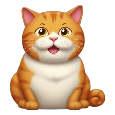 Red fat cat with a long tongue sticking out sticker