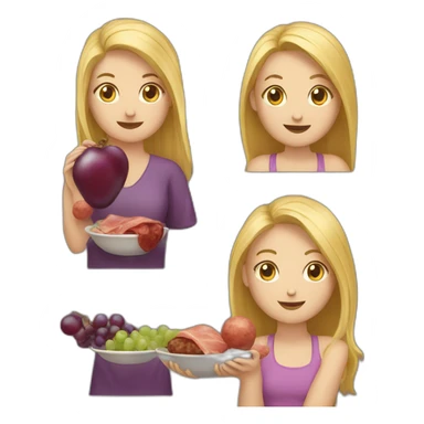 A blonde who eats grapes and a brunette who eats sausage sticker