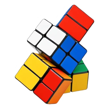 A 3x3 Rubik's Cube with classic colors: yellow, blue, red, green, orange, white, minimalist iOS emoji style sticker