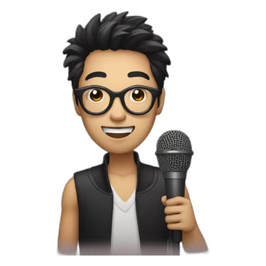 Vocalist with glasses and microphone asian sticker