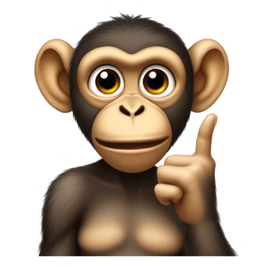 Monkey doing the duck lips and holding up two fingers sticker