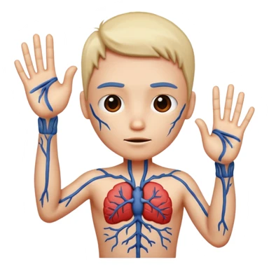 Illustrate Thing with detailed veins & stitches, posed upright giving a gesture. sticker