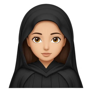 create an emoji of a girl wearing a shayla (شيله) and abaya, brunette girl (her hair shows ofc it is not a hijab) like more of a khaleeji shayla sticker