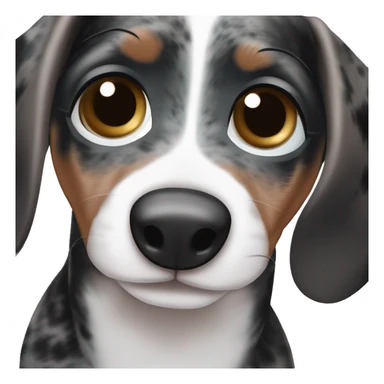 Black merle mini dachshund with one blue eye and one brown eye sticker