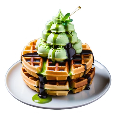 matcha ice cream on a stack of waffles sticker