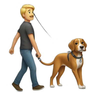 man on a leash sticker