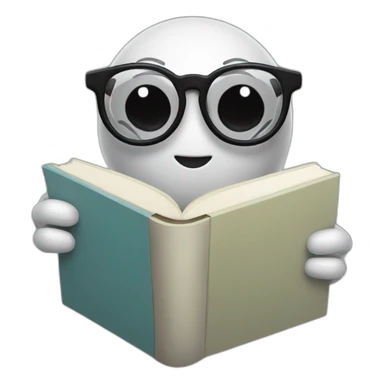 chatbot with glasses holding a book is black sticker