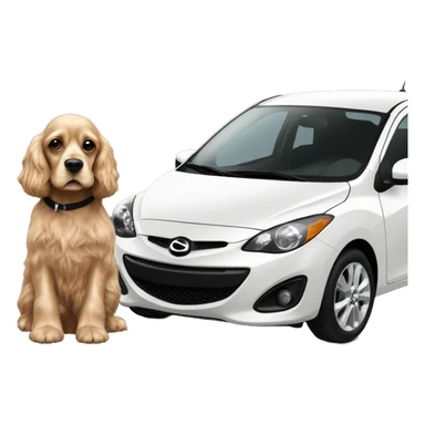 Light Cocker Spaniel driving a Black Mazda 2 car sticker