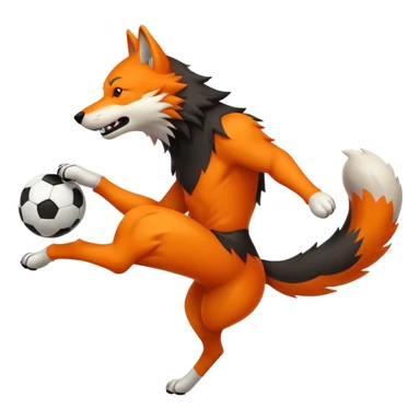 Orange and black wolf kicking a soccer ball sticker