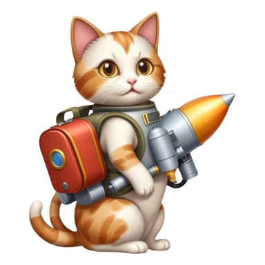 Cat with a rocket pack on it back  sticker